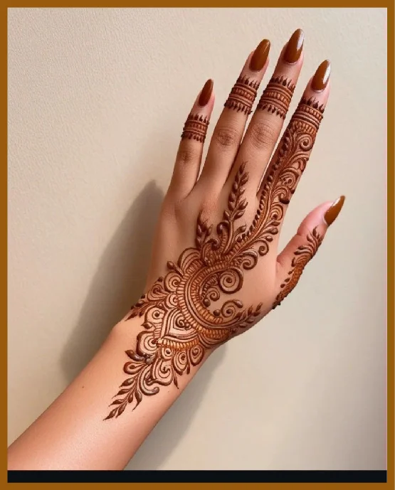 Clustered Loops And Lines In Modern Back Hand Mehndi Design